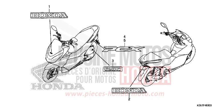 MARK/EMBLEM for PCX 125 PEARL SIENA RED (R320) from 2017